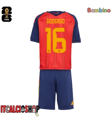 Spagna Rodri Hernandez #16 Prima Maglia Bambino Mondiali 2026 Manica Corta (+ Pantaloni corti)